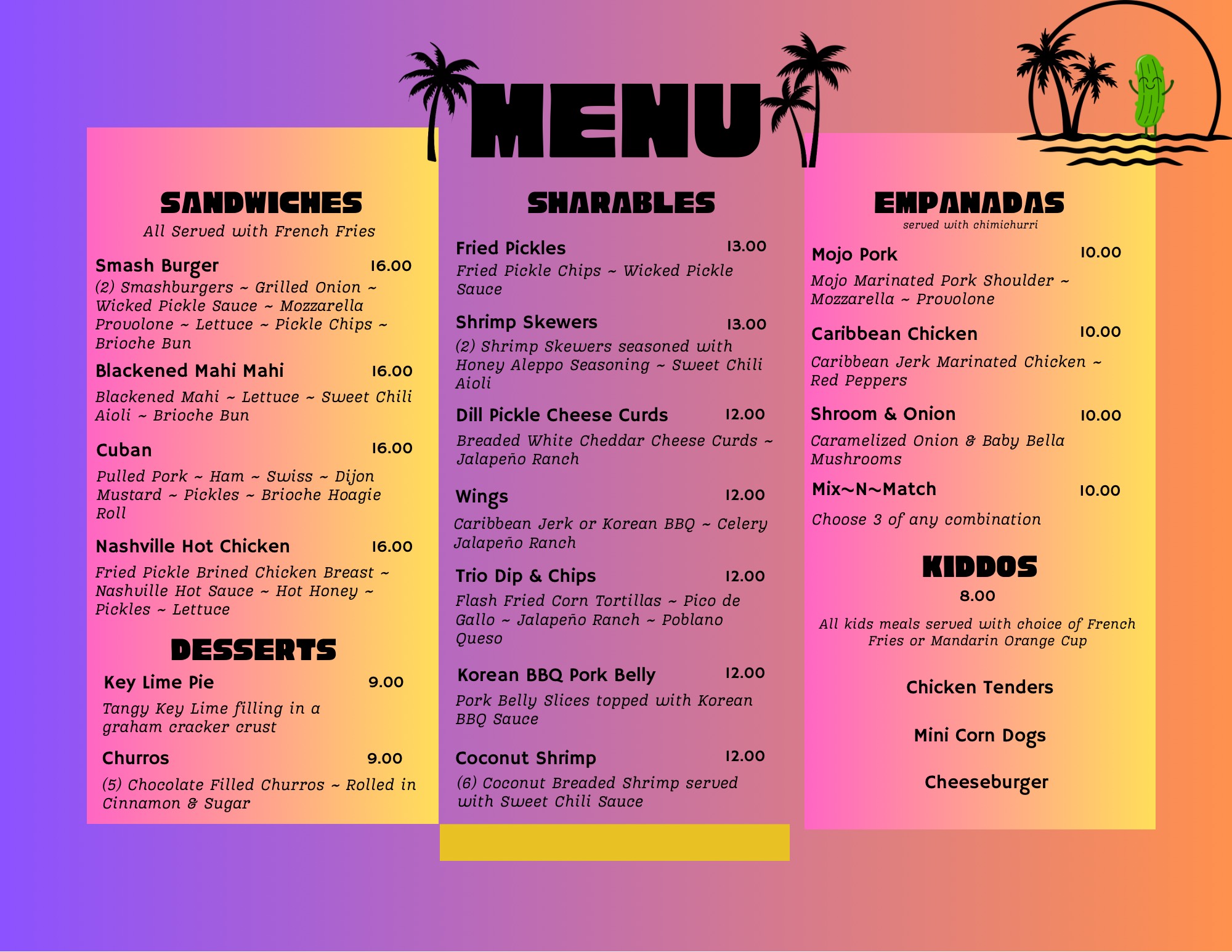 Wicked Pickle Food Menu